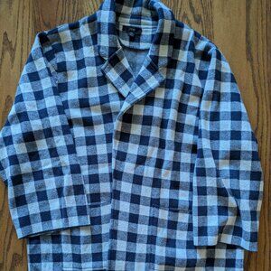 J Crew Sophie Plus Size 2X Open-Front Sweater Blazer Jacket Gingham Navy White